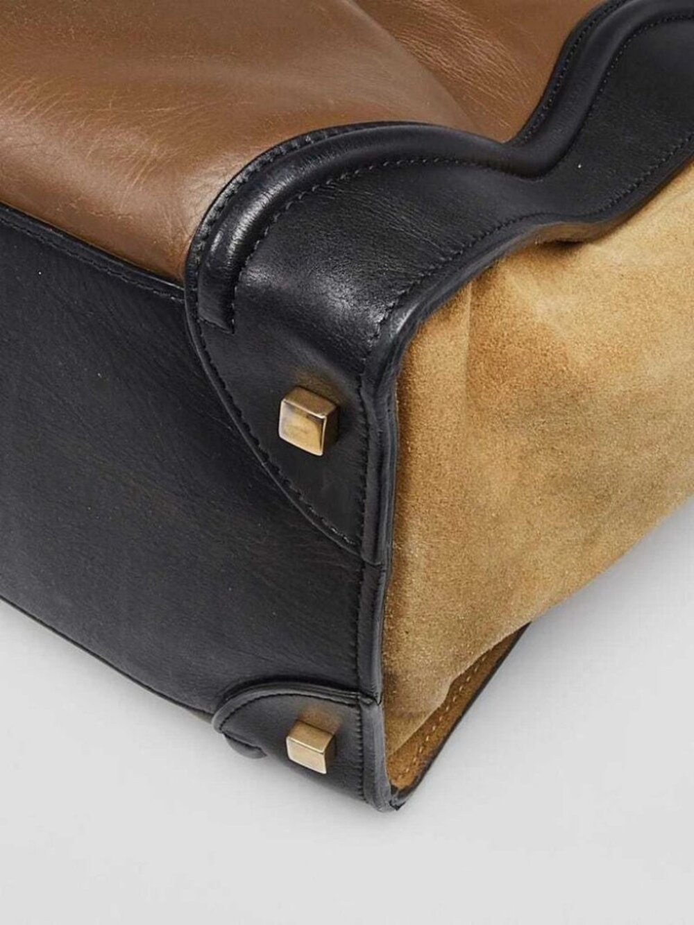 Celine Tri-Color Leather and Suede Mini Luggage Tote Bag - Picture 4 of 12